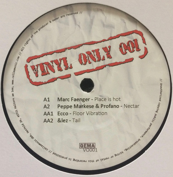Various — Vinyl Only 001 cover