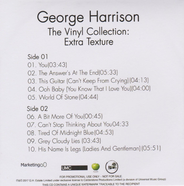 George Harrison — The Vinyl Collection: Extra Texture cover