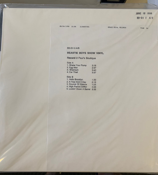 Beastie Boys — Show Vinyl 2 - Paul's Boutique cover