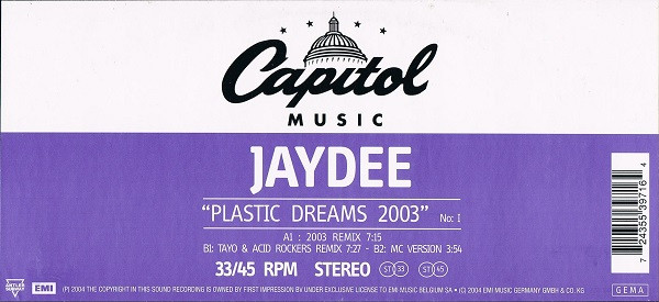 Jaydee — Plastic Dreams 2003 (Vinyl 1) cover