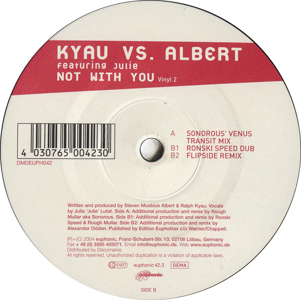 Kyau & Albert Featuring Julia Lutat — Not With You (Vinyl 2) cover