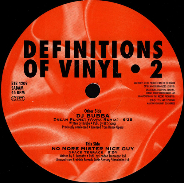 DJ Bubba / No More Mr Nice Guy — Definitions Of Vinyl • 2 cover