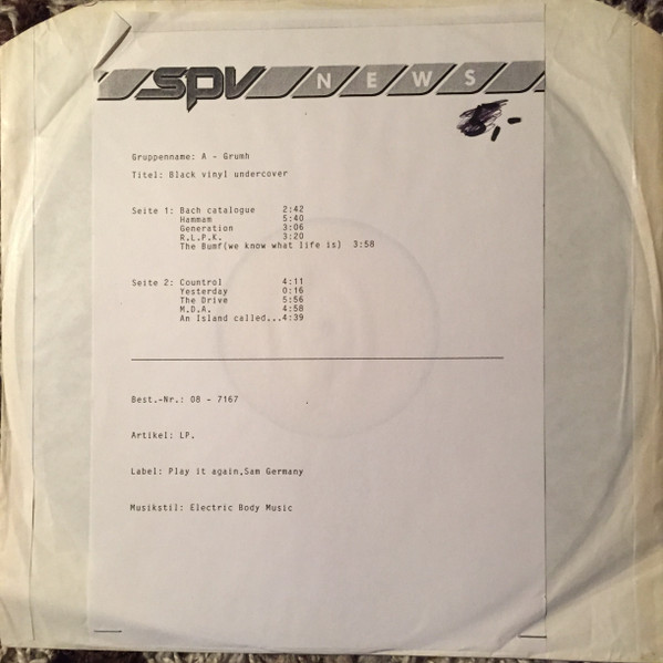 à;GRUMH... — Black Vinyl Undercover cover