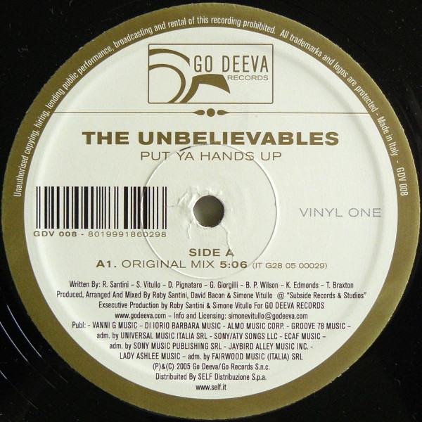 Unbelievables, The — Put Ya Hands Up (Vinyl One) cover