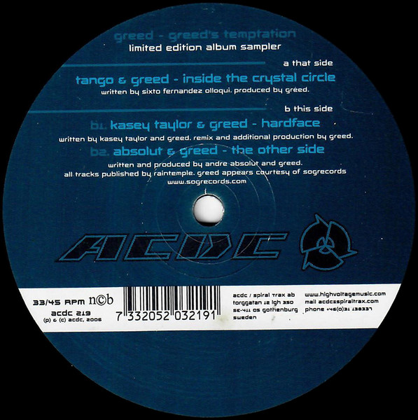 Greed (2) — Greed’s Temptation Limited Edition Vinyl Sampler cover