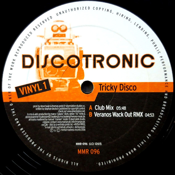 Discotronic — Tricky Disco (Vinyl 1) cover